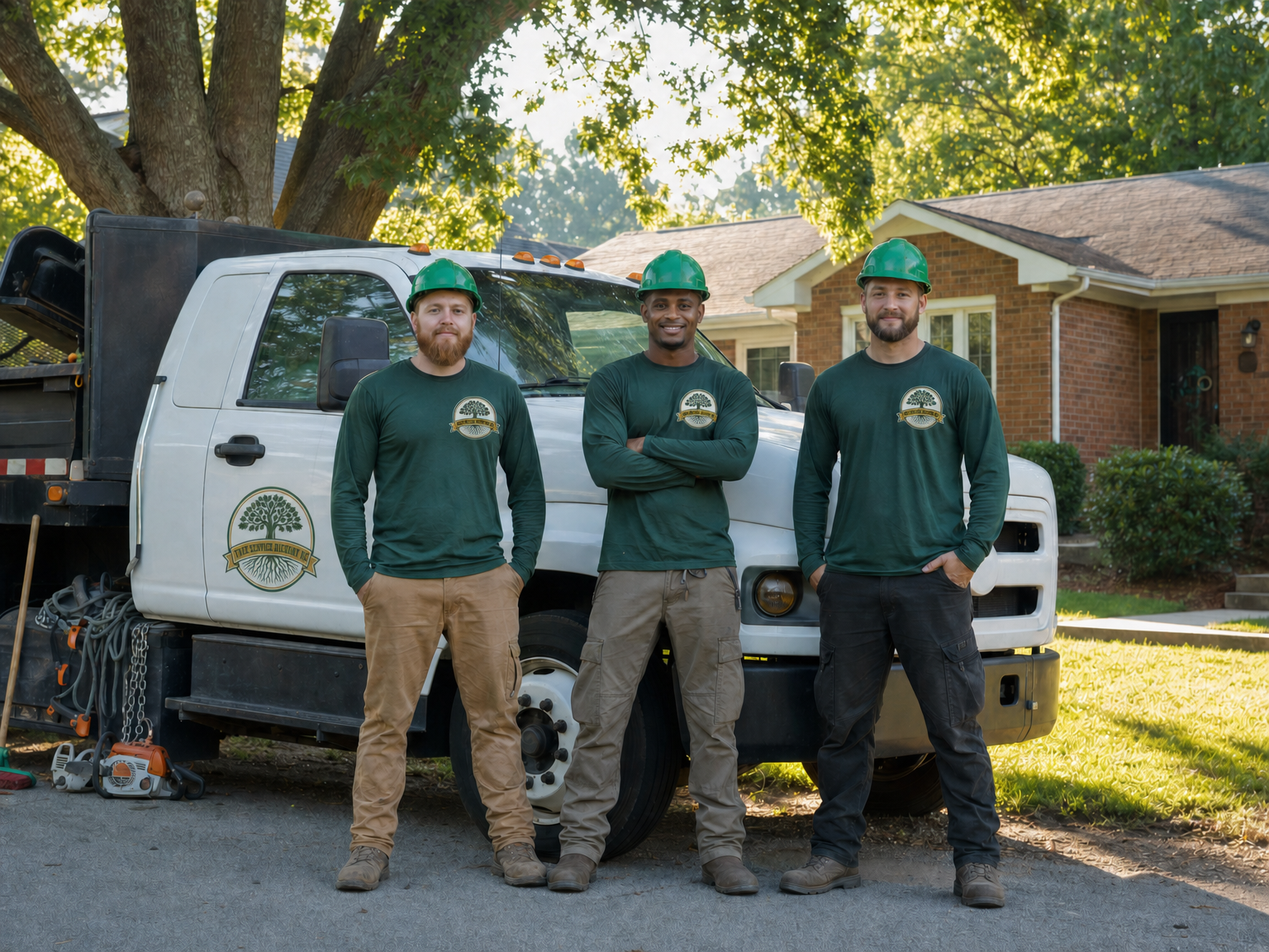Tree service crew on site in Hickory, NC
